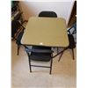Image 1 : Card table and 4 folding chairs. (Table: 30" sq, 27.5" H)