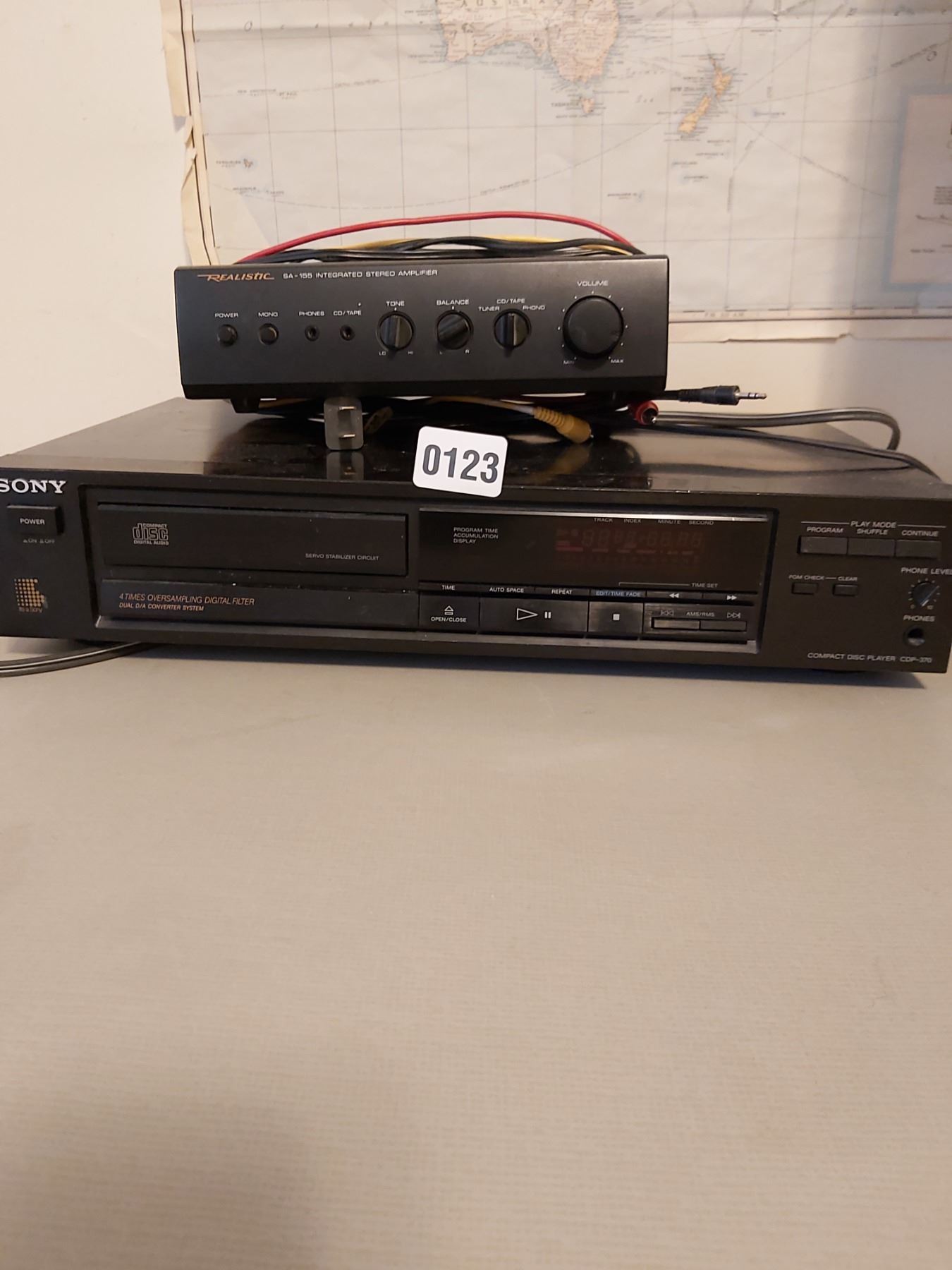 Sony CD player (model CDP-370), Realistic Integrated stereo amplifier ...