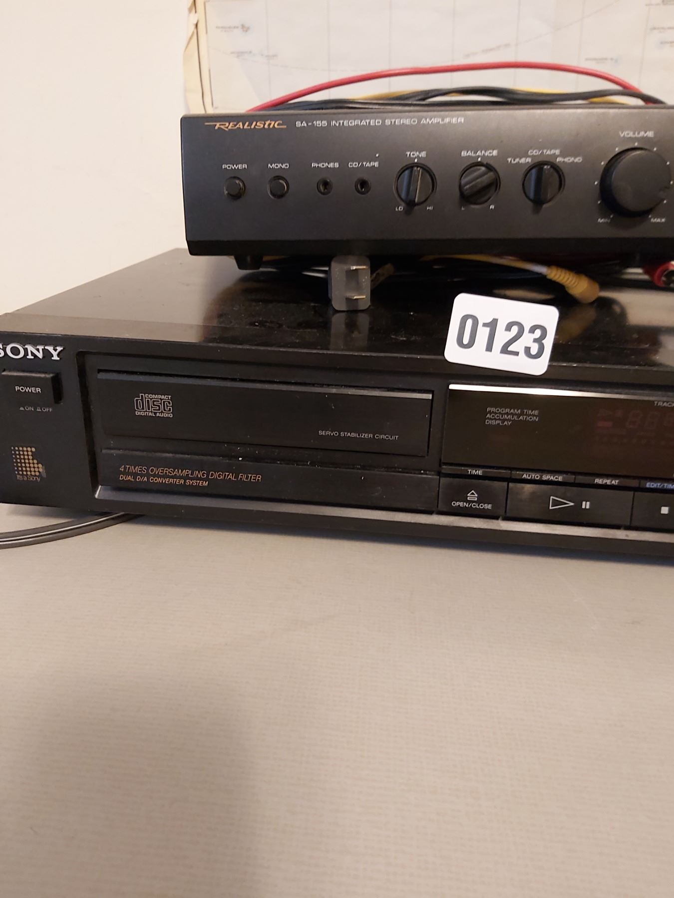 Sony CD player (model CDP-370), Realistic Integrated stereo amplifier ...