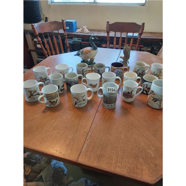 19 bird mugs, Canada goose, eagle figurine