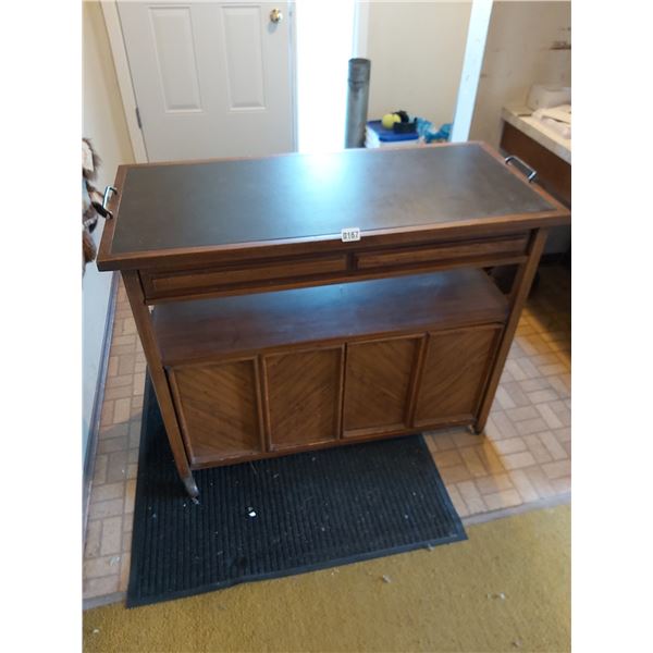 Rolling buffet table with handles and drawer