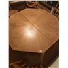 Image 1 : Dining room table with 3 leaves and 6 chairs, padded felt cover. Without leaves: 52" W 28" H. With l