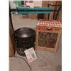 Image 2 : Vintage Coleman catalytic heater (model 512-700), kneeler, stool