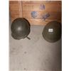 Image 2 : Wooden toy chest with army toys, including 2 World War 2 helmets (35" W, 18" D, 15" H)
