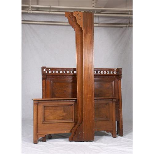 ANTIQUE EASTLAKE STYLE BED HEAD FOOTBOARD SLATS