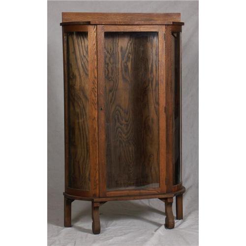 ANTIQUE OAK GLASS FRONT DISPLAY CASE