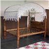 COLONIAL STYLE PINE ROPE CANOPY BED KNOTTED COVER