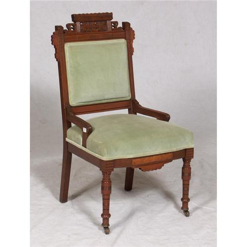 Antique Eastlake Style Las Side Chair Green