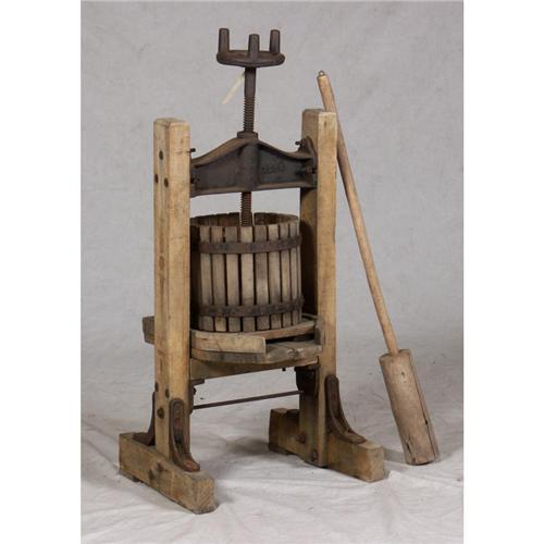 ANTIQUE WOOD APPLE CIDER PRESS WITH JUICE TRAY