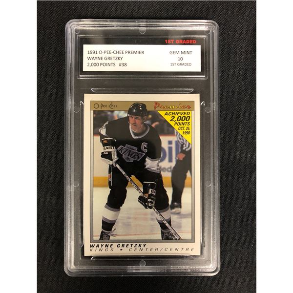1991 O-PEE-CHEE PREMIER #38 WAYNE GRETZKY 2000 POINTS (GEM MINT 10)