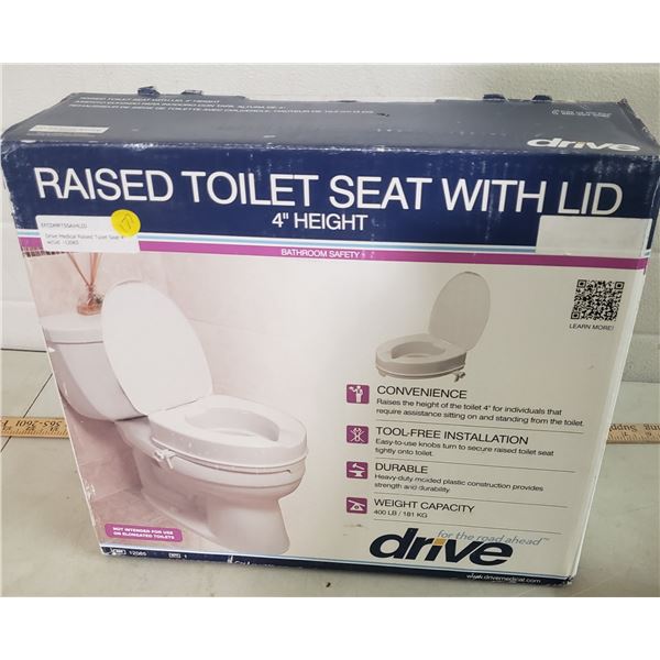 Drive Medical Raised Toilet Seat 4" w/Lid 12065