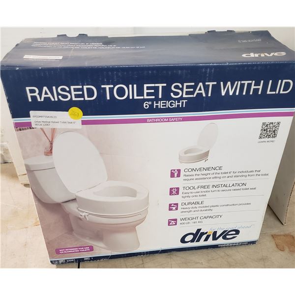 Drive Medical Raised Toilet Seat 6" With Lid