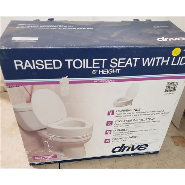 Drive Medical Raised Toilet Seat 6" With Lid