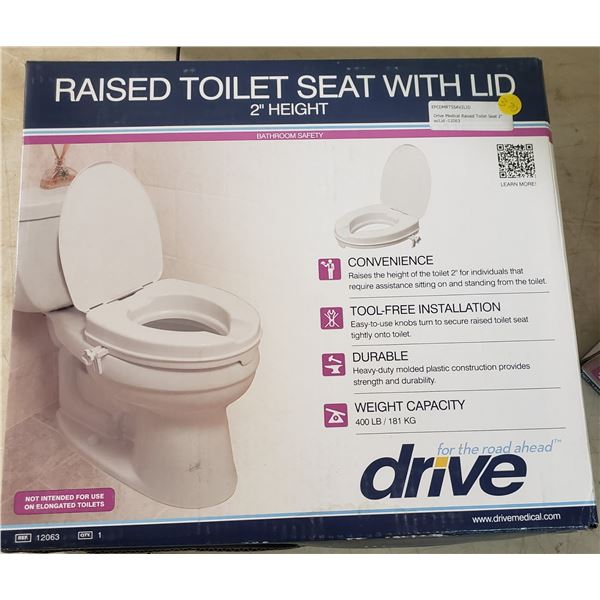 Drive Medical Raised Toilet Seat 2" With Lid