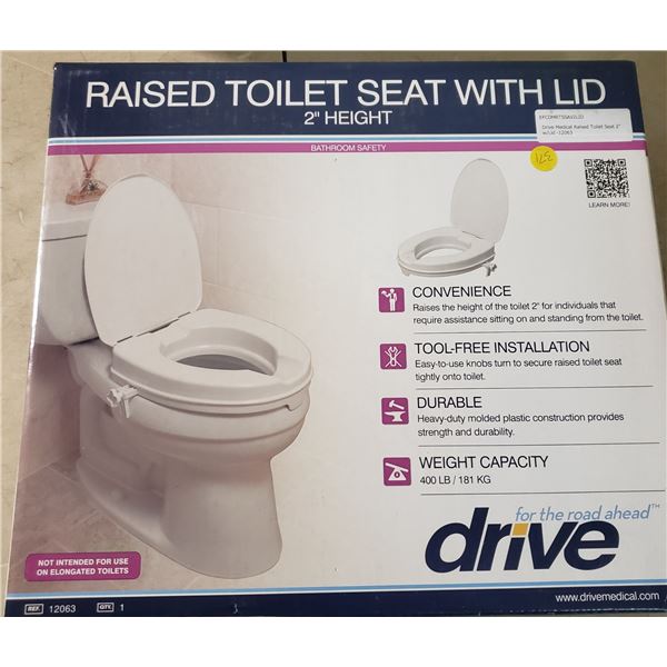 Drive Medical Raised Toilet Seat 2" With Lid