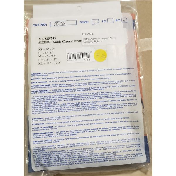 Ortho Active Stromgren Ankle Support Right L SRP $29.50
