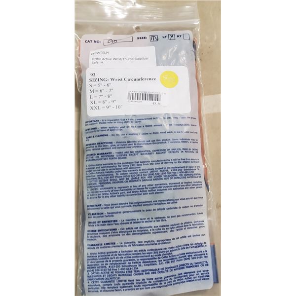 Ortho Active Wrist/Thumb Stabilizer Left Medium SRP $45.50