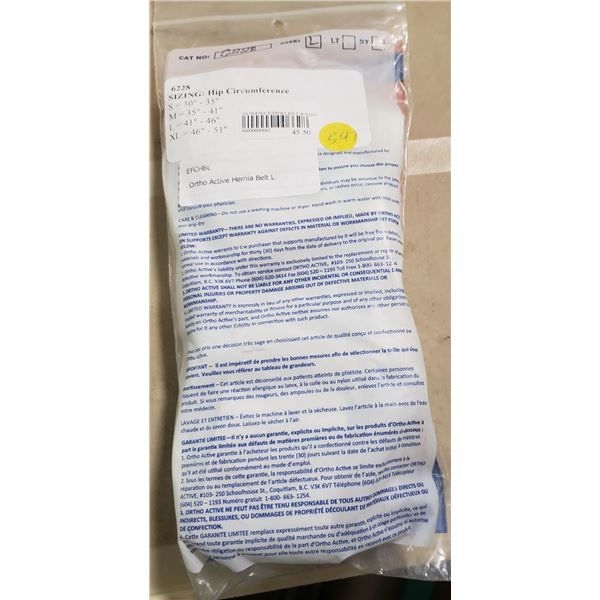 Ortho Active Hernia Support Belt with Pad L SRP $45.50