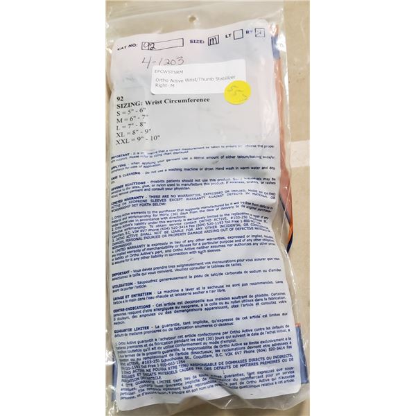 Ortho Active Wrist/Thumb Stabilizer Right Medium