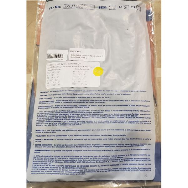 Ortho Active Patella Jumpers Lateral J Knee Brace Left - L SRP $85.00