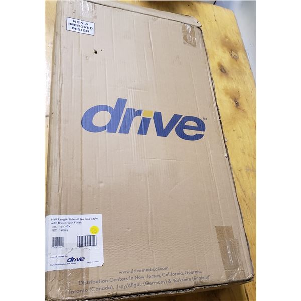 Drive Medical Half Length Siderail, No Gap Style with Brown Vein Finish