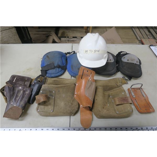 Tool Belt With Accessories Pouches, 2 Sets of Kneepads and Hard Hat