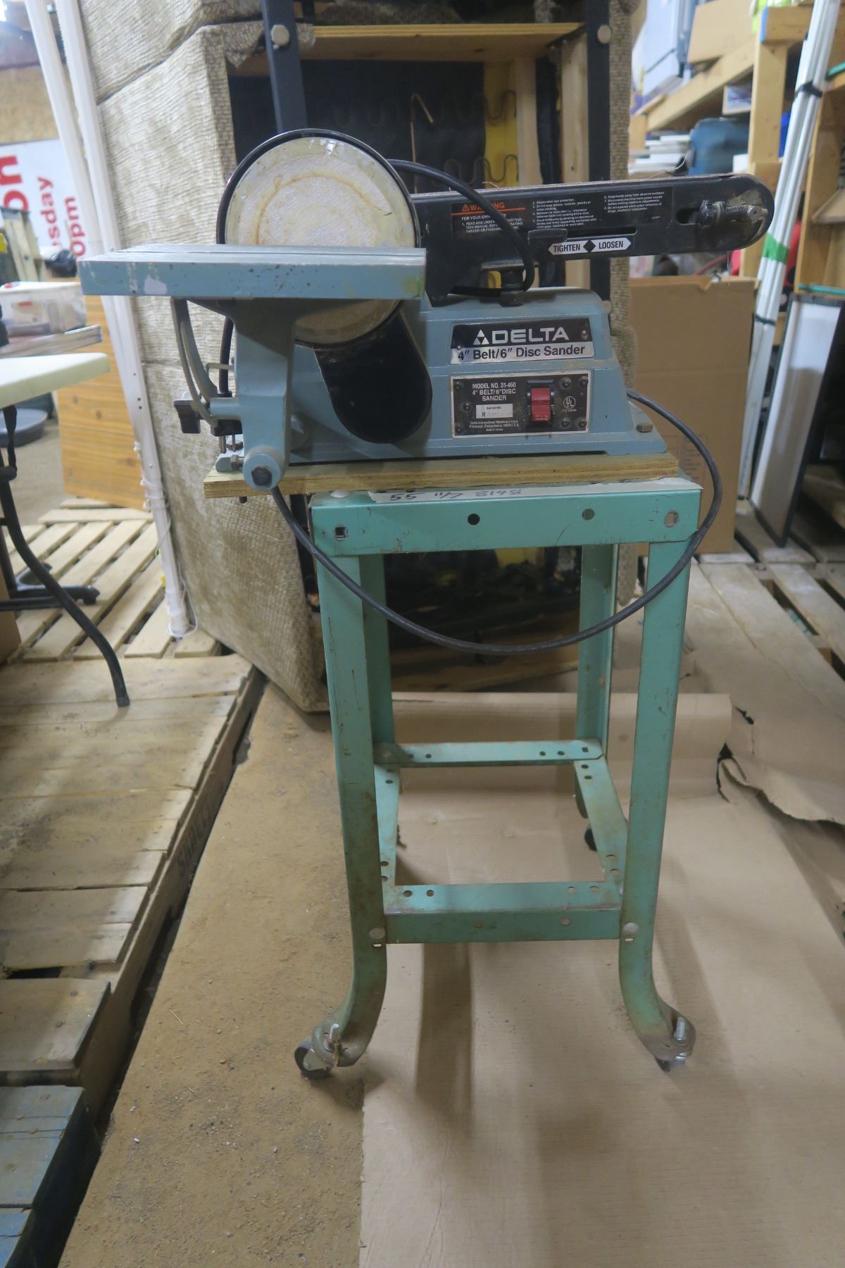 Delta 4" Belt / 6" Disc Sander on Wheeled Stand Schmalz Auctions