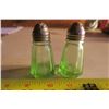 Image 1 : Green Depression Glass Salt and Pepper Shakers