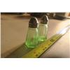 Image 2 : Green Depression Glass Salt and Pepper Shakers