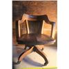 Image 1 : Antique Oak Chair W/ Leather Back