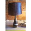 Image 2 : 2 Wooden Table Lamps w/ Woodgrain Shades (Some Damage)