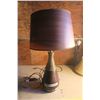 Image 3 : 2 Wooden Table Lamps w/ Woodgrain Shades (Some Damage)