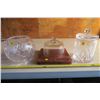 Image 1 : Glass Cookie Jar, Bowl, and Serving Tray