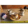 Teacup and Antique Creamer & Sugar Bowl
