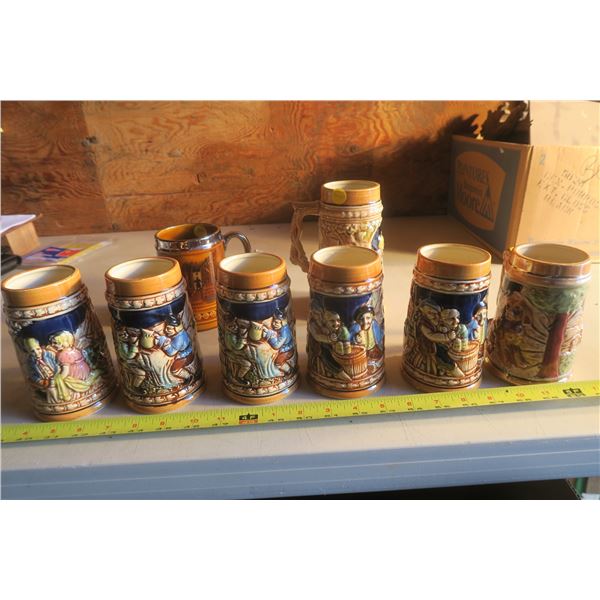 8 Beer Mugs 7 Made in Japan, 1 Made In England
