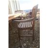 Image 8 : Wood Patio Table & Chairs (one broken) 5FT X 38" w/ cushions