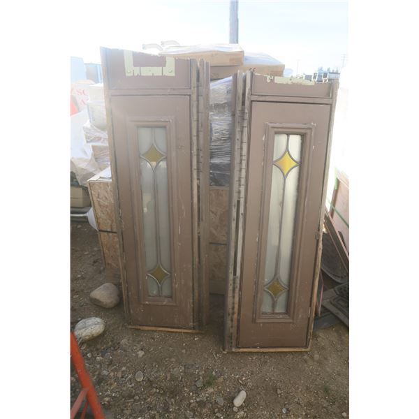 2 Vintage leaded glass windows 12.5 X 46.5 Each