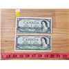 Image 1 : 2 X 1954 CANADA DOLLAR BILLS