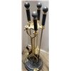 Image 1 : Black Marble and Brass Fireplace Tool Set (one handle missine piece)