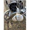Image 3 : leather golf shoes (12) like new, cart, bag, 2 woods, 2 irons