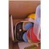 Image 1 : Large Box of Kitchenware, Storage Containers, Strainer, Electric Fry Pan ETC.