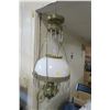 Antique Hanging Oil Lamp, Milk Glass Shade, Chimney Intact.  Adjustable Height