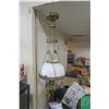 Image 9 : Antique Hanging Oil Lamp, Milk Glass Shade, Chimney Intact.  Adjustable Height
