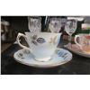 Image 2 : 2 Ornate Teacups and 3 Wine Glasses