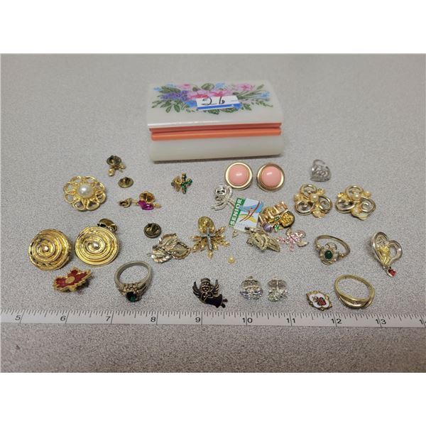1 box of pins and earrings