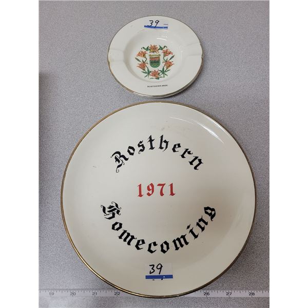 Rosthern 1971 homecoming plate Rosthern prairie lily ashtray
