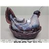 Image 2 : Amesthyst purple slag white swirl hen on nest no chips or cracks