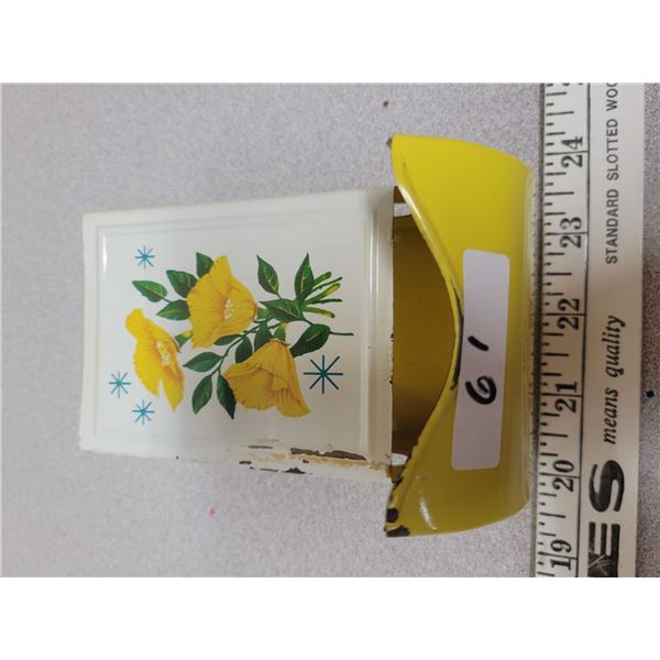 White match box three yellow flower pattern