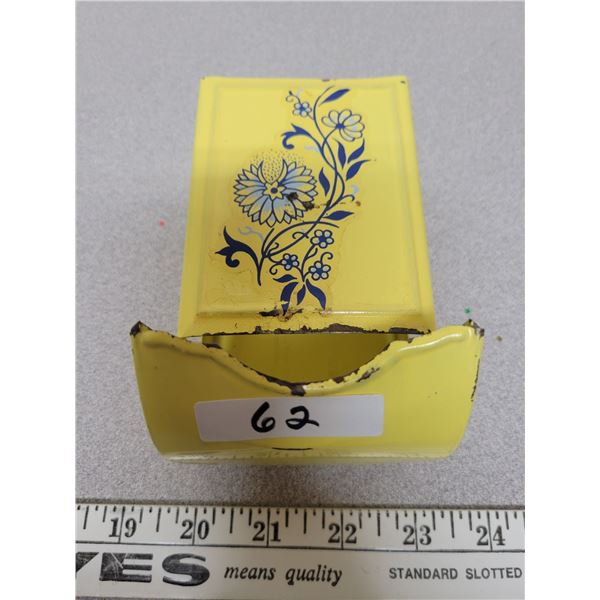 Yellow match box blue flower pattern