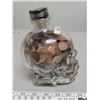 Image 2 : 26 oz glass skull full of pennies